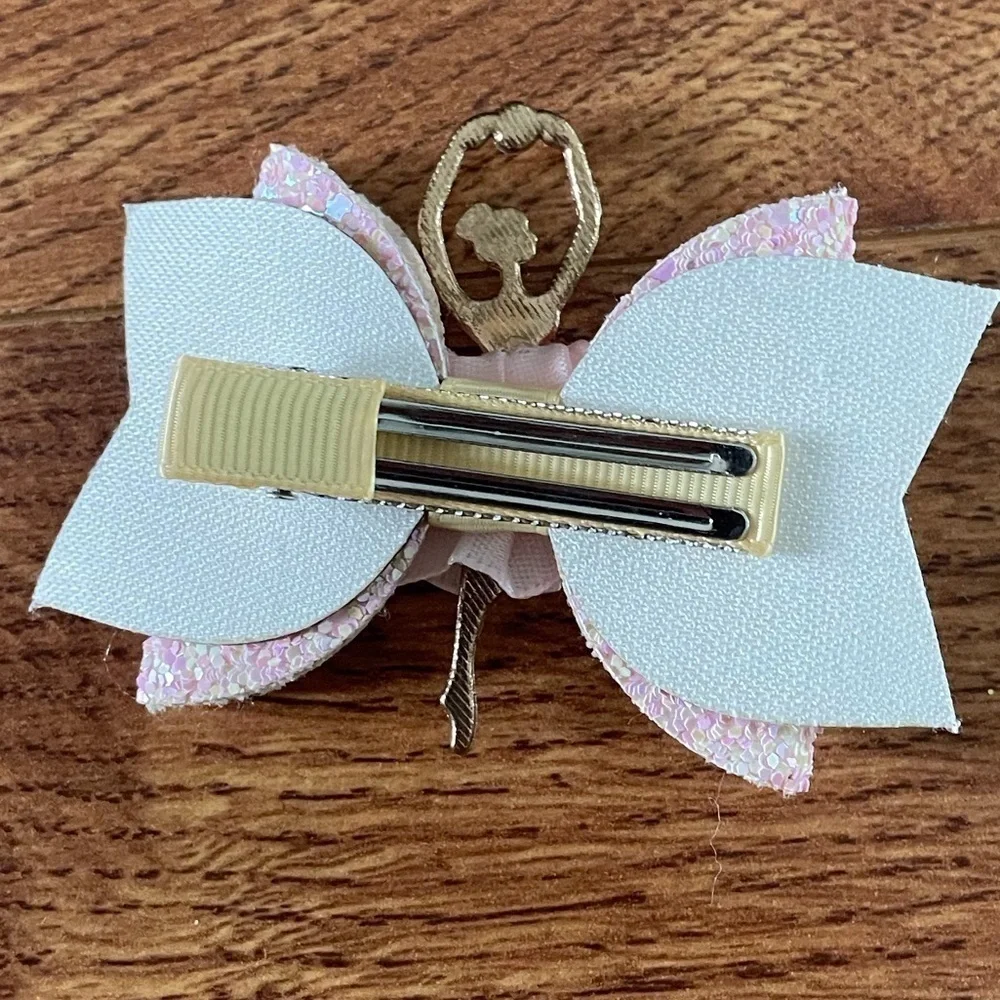 pink ballerina hair bow clip